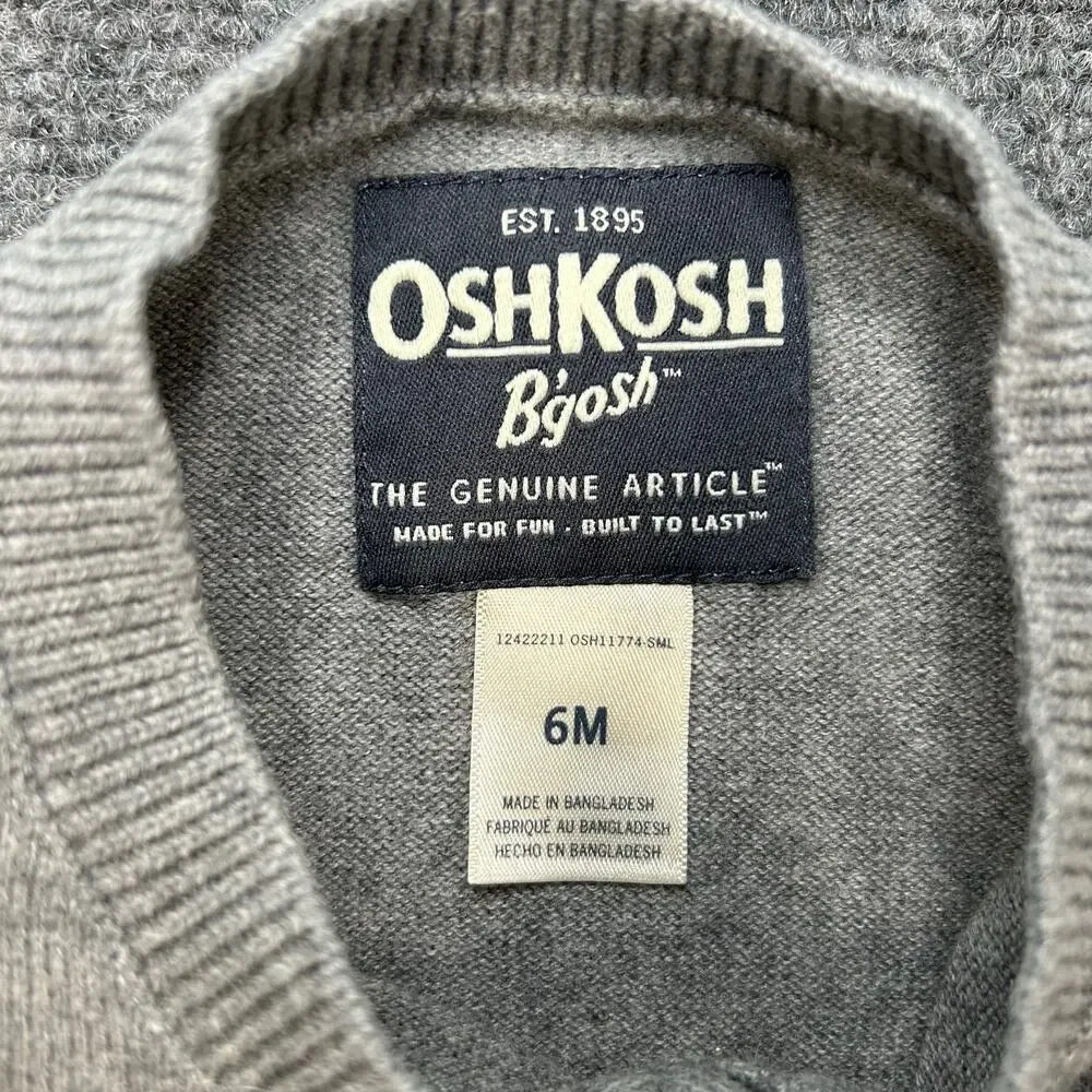 Osh Kosh‎ B'gosh Sweater 100% Cotton Toddler 6M Grey